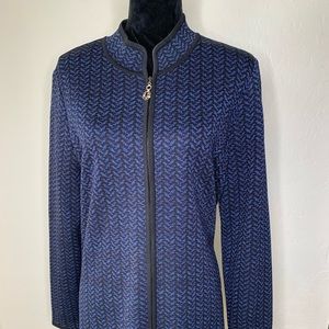 Misook Blue & Black Knit Sweater/Jacket Large